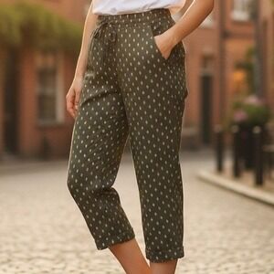 NWT Garnet Hill Drawstring Waist Cuffed Cropped Pants XL Lightweight Comfort